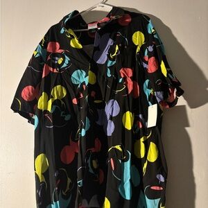 Men's Black Short-Sleeve Shirt with Multicolor Mickey Mouse print